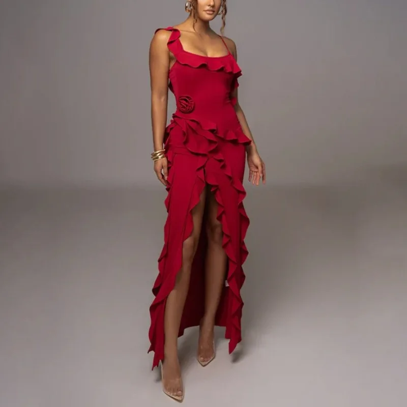Vestido largo con volantes