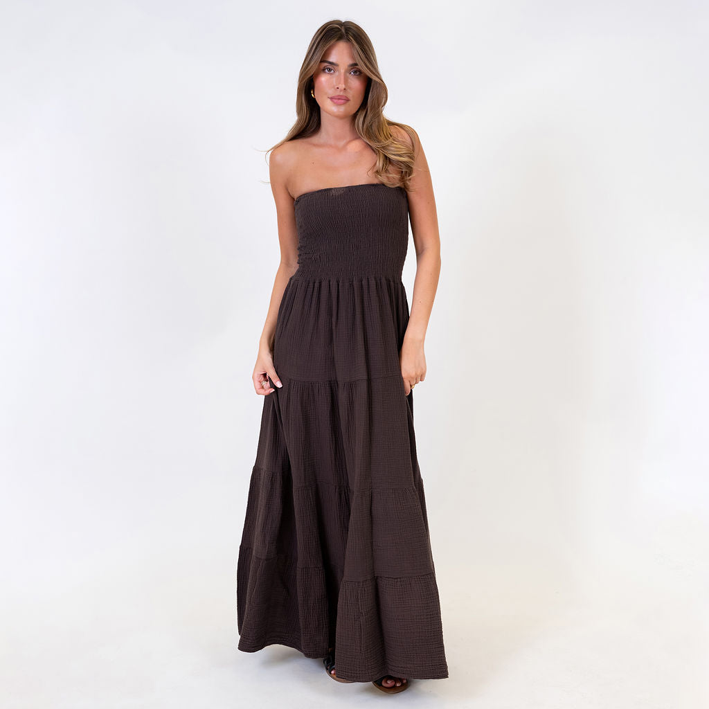 Vestido bandeau largo Emma