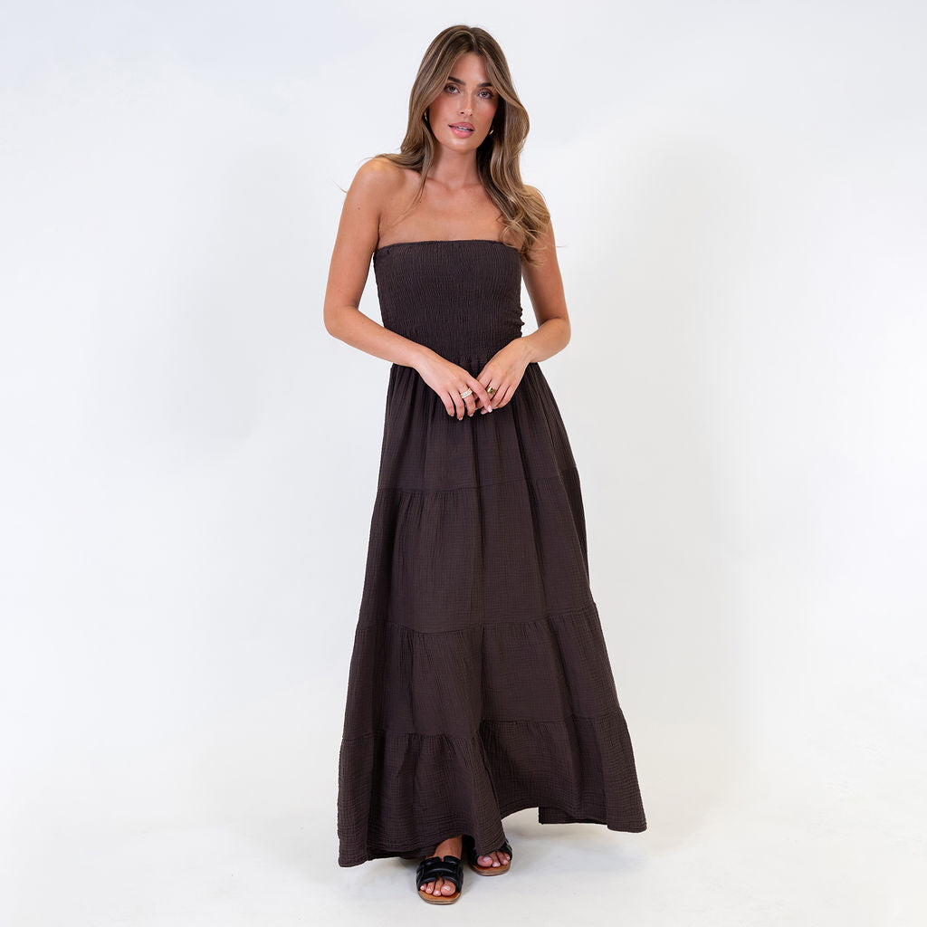 Vestido bandeau largo Emma