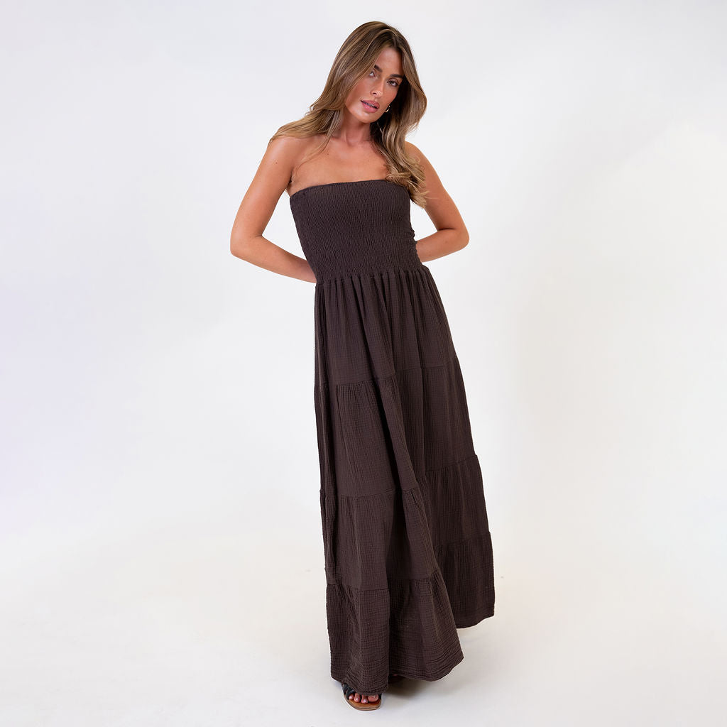 Vestido bandeau largo Emma