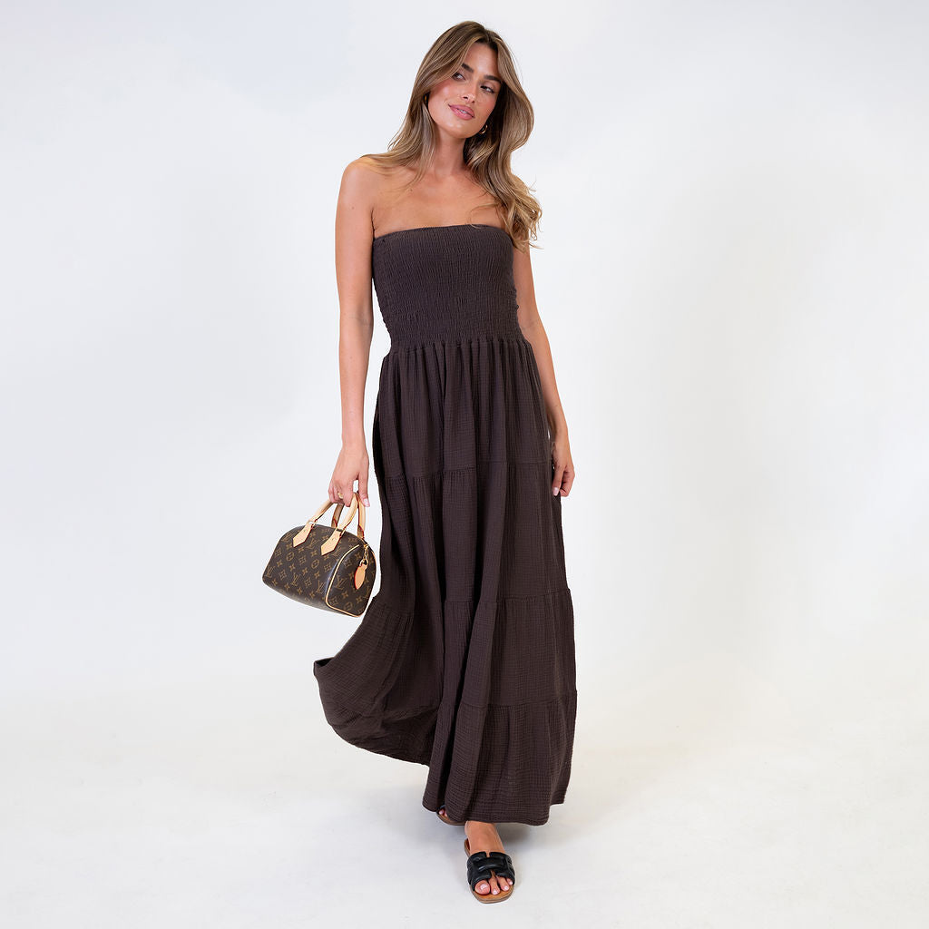 Vestido bandeau largo Emma