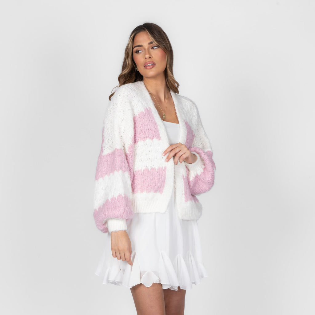 Oversized Cardigan with Wide Stripes
