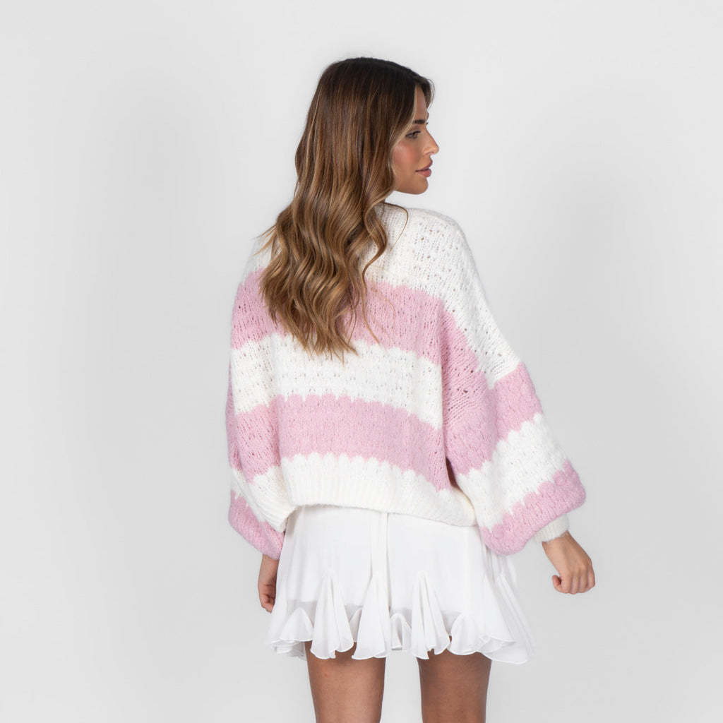 Oversized Cardigan with Wide Stripes