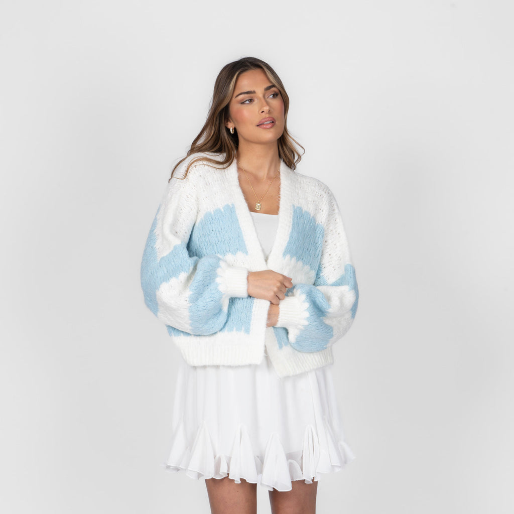Oversized Cardigan with Wide Stripes