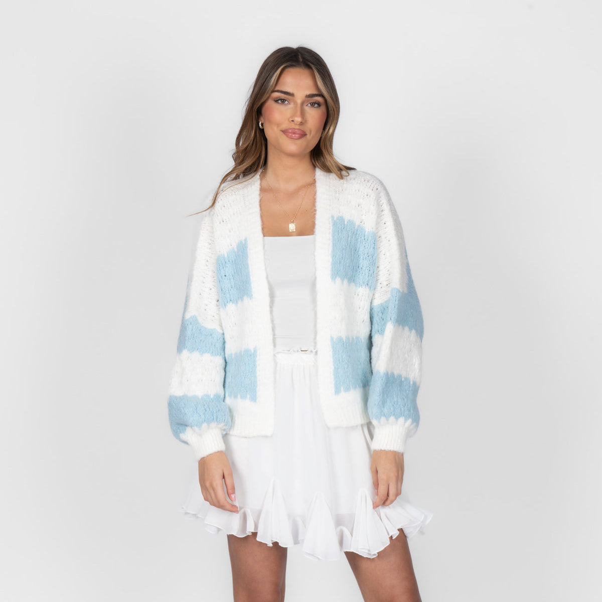 Oversized Cardigan with Wide Stripes