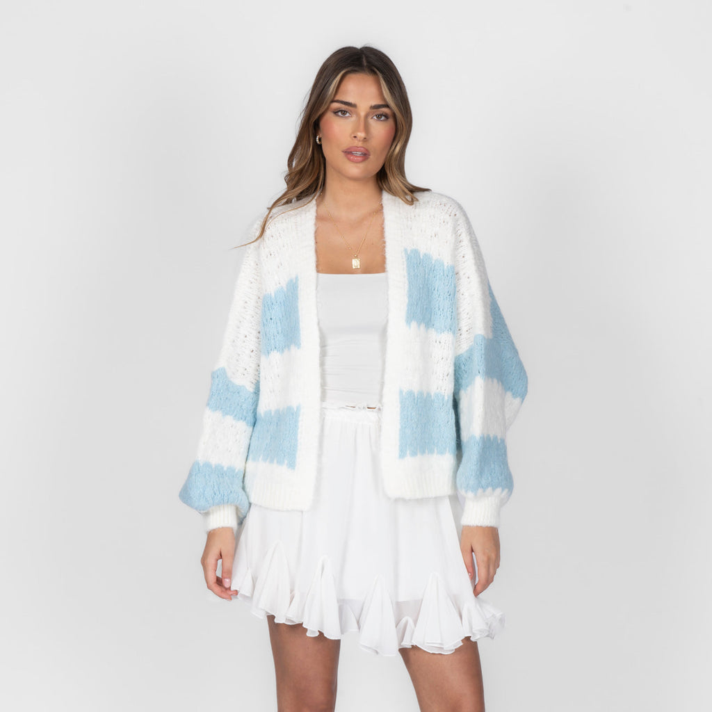 Oversized Cardigan with Wide Stripes
