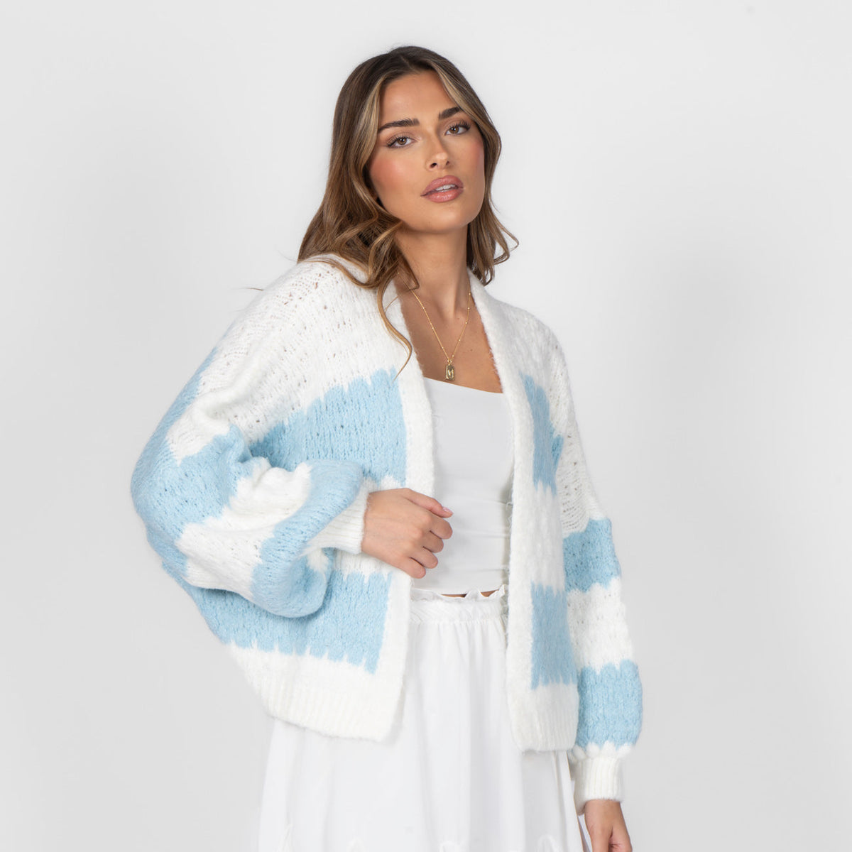 Oversized Cardigan with Wide Stripes