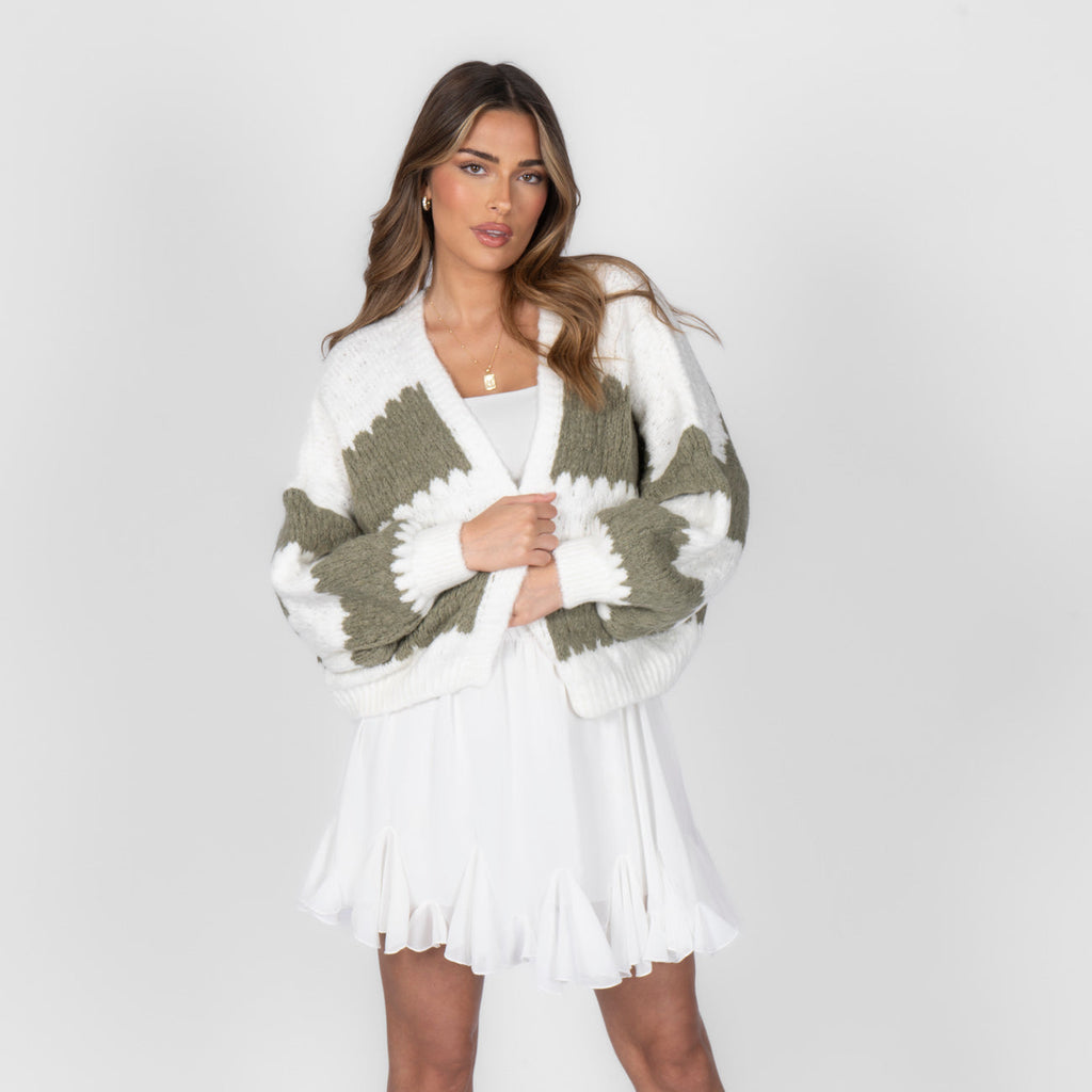 Oversized Cardigan with Wide Stripes
