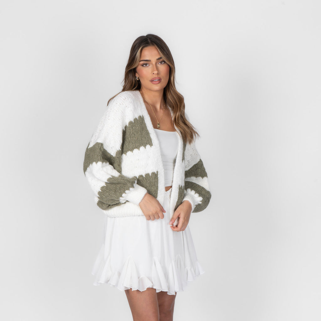 Oversized Cardigan with Wide Stripes