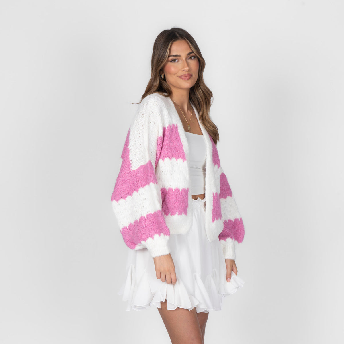 Oversized Cardigan with Wide Stripes