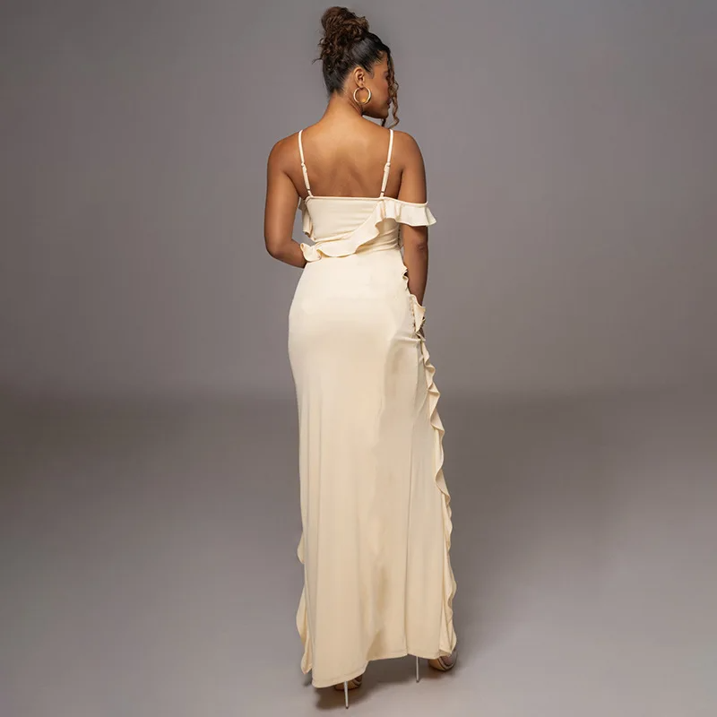 Vestido largo con volantes
