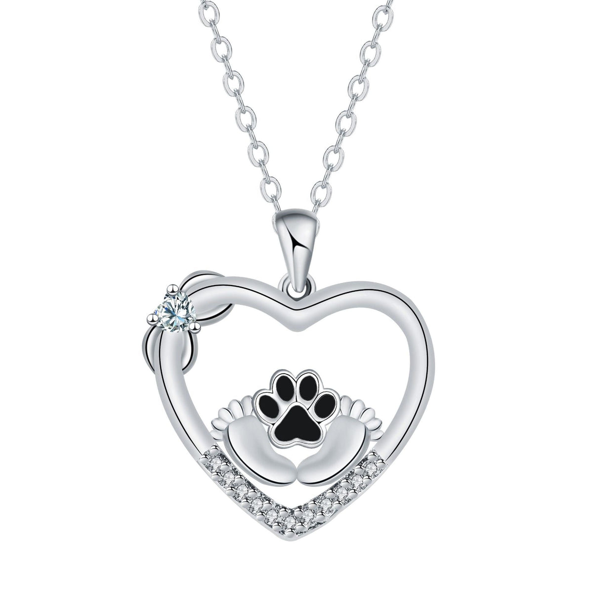 Collar con huella de perro y circonita