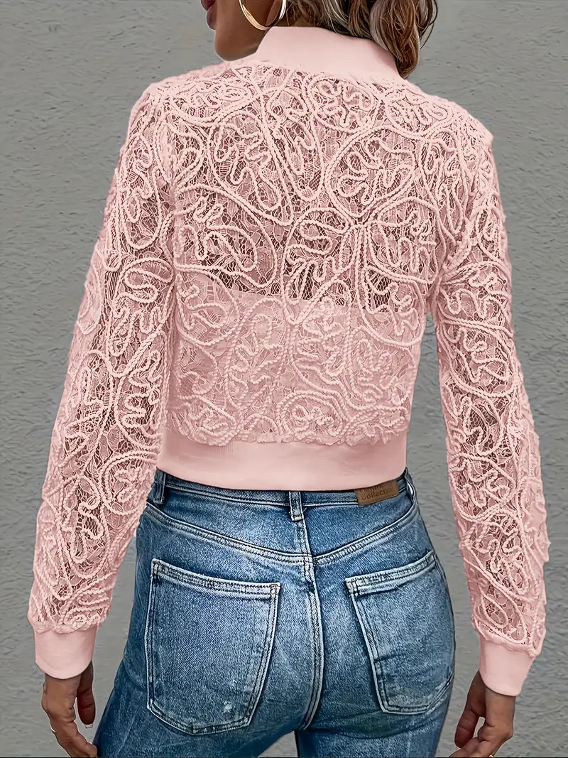 Celina Crop Lace Bomber