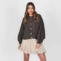 Oversized Short Cardigan with Gold Buttons