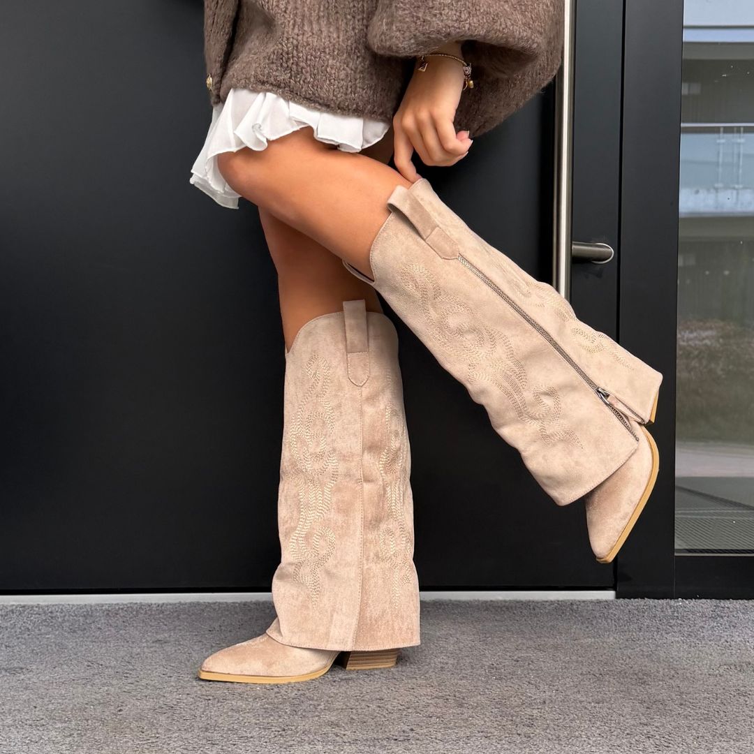 Selena Pointed-Toe Western Knee-High Boots