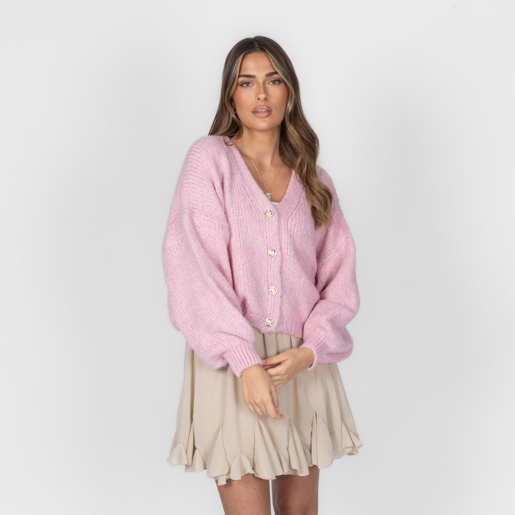 Cárdigan Corto Oversize con Escote en V y Botones Verónica