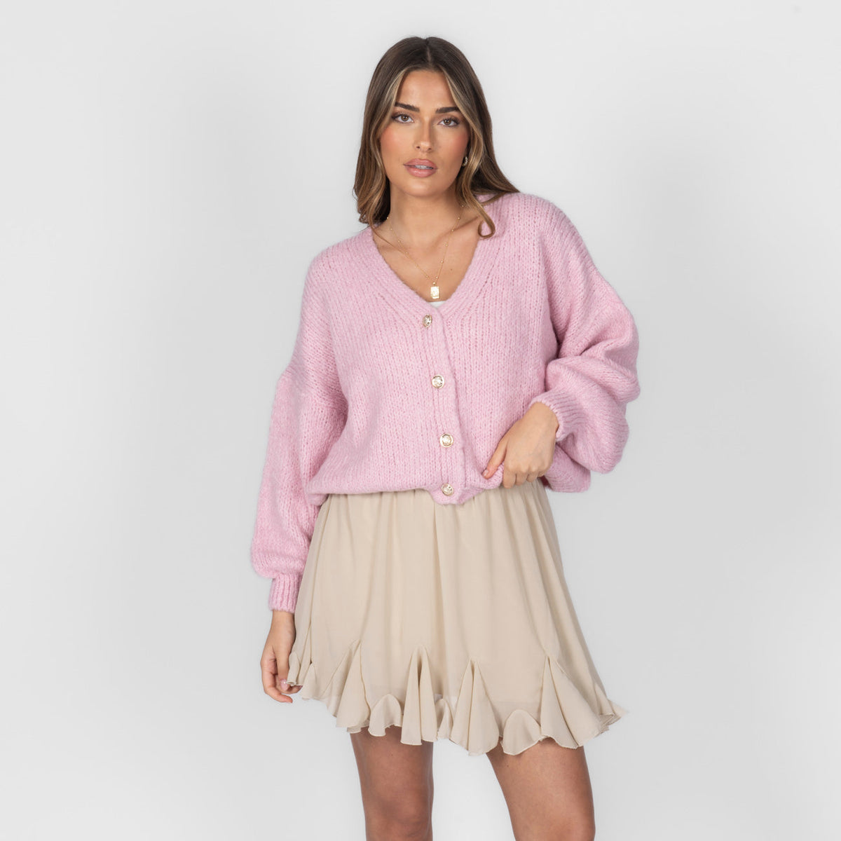 Cárdigan Corto Oversize con Escote en V y Botones Verónica