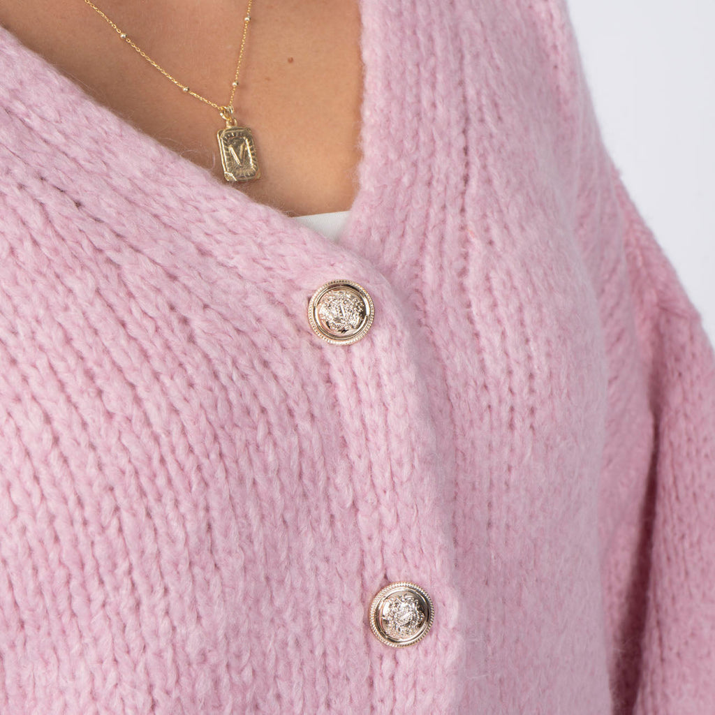 Cárdigan Corto Oversize con Escote en V y Botones Verónica