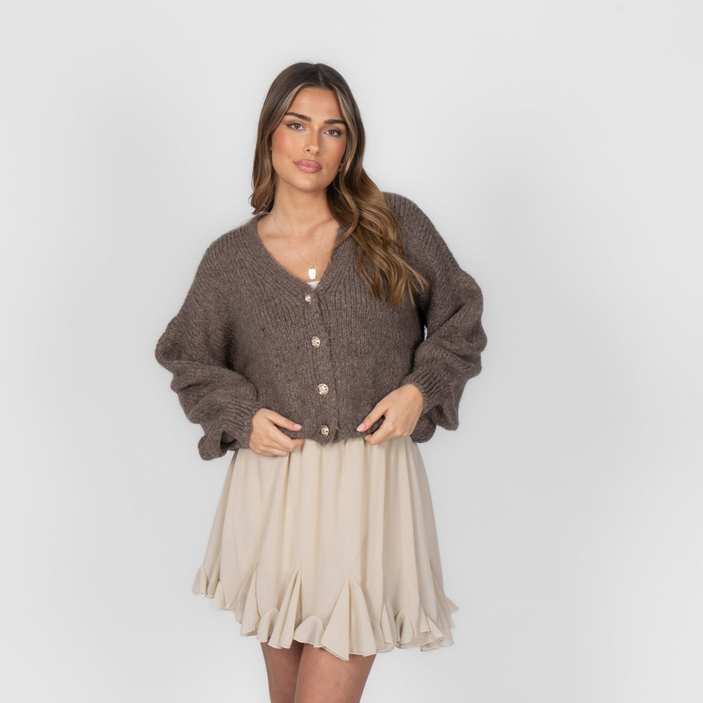 Cárdigan Corto Oversize con Escote en V y Botones Verónica