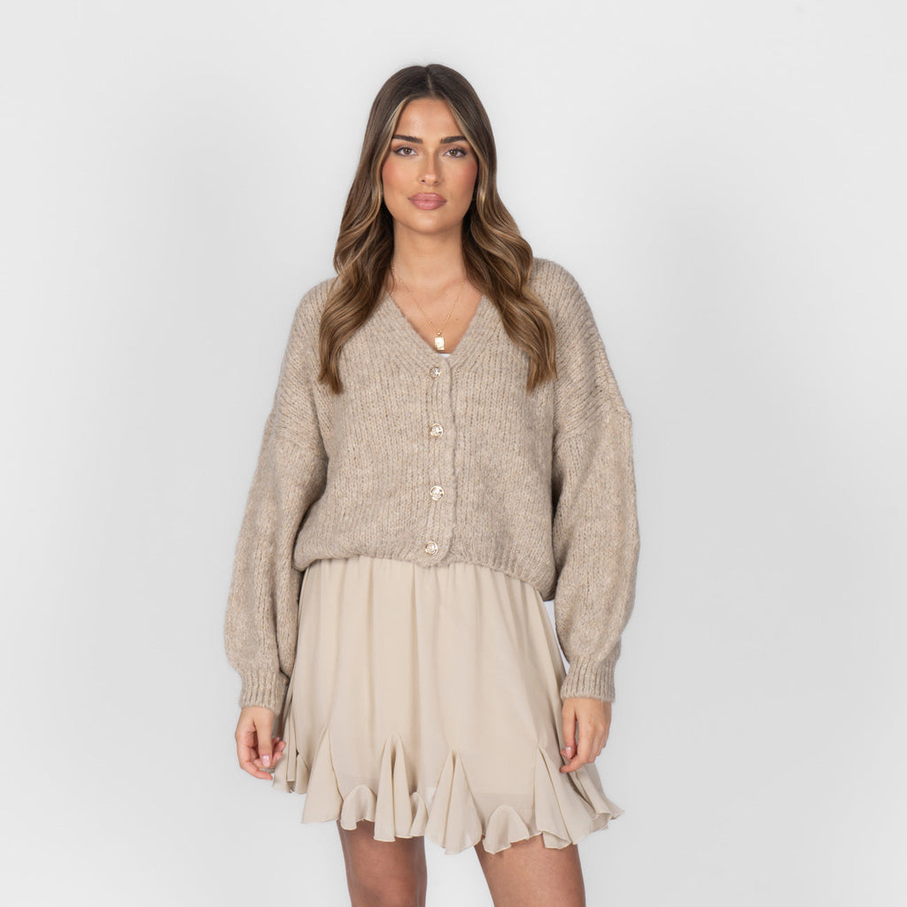 Cárdigan Corto Oversize con Escote en V y Botones Verónica