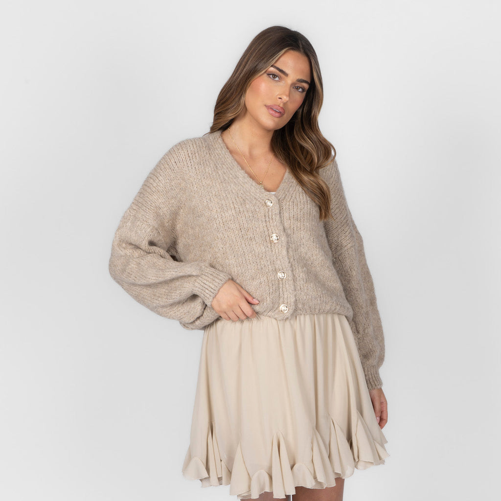 Cárdigan Corto Oversize con Escote en V y Botones Verónica