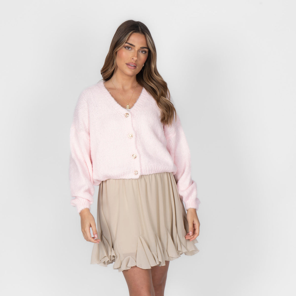 Cárdigan Corto Oversize con Escote en V y Botones Verónica