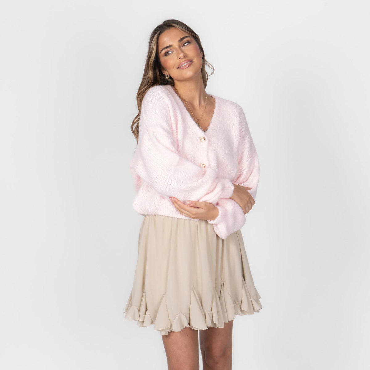 Cárdigan Corto Oversize con Escote en V y Botones Verónica