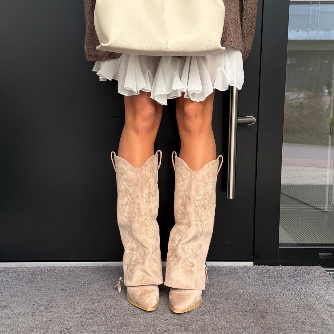 Selena Pointed-Toe Western Knee-High Boots