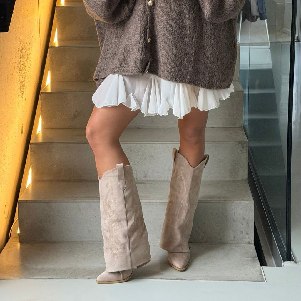 Selena Pointed-Toe Western Knee-High Boots