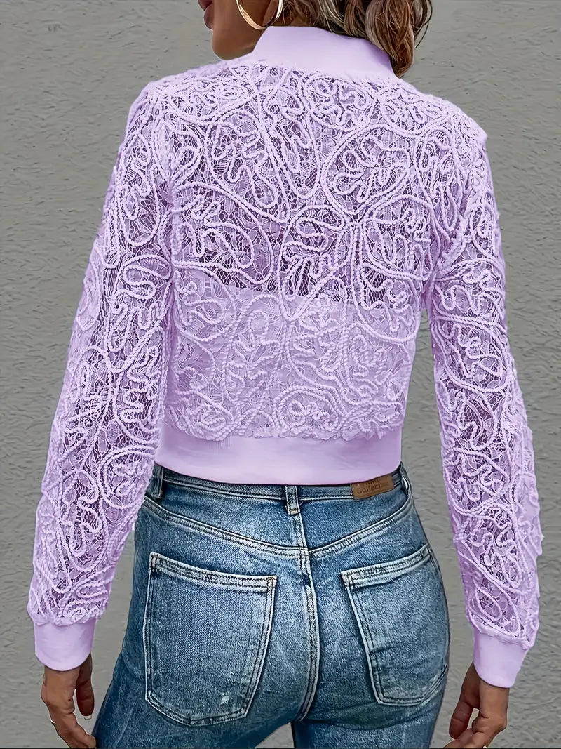 Celina Crop Lace Bomber
