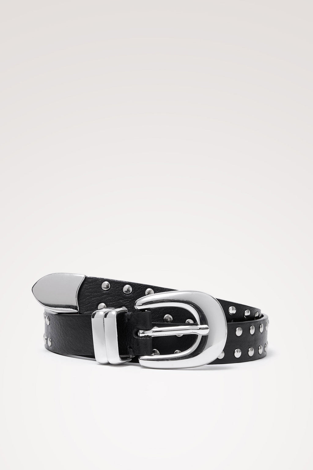 PRESLEY STUDDED BELT - BLACK SILVER