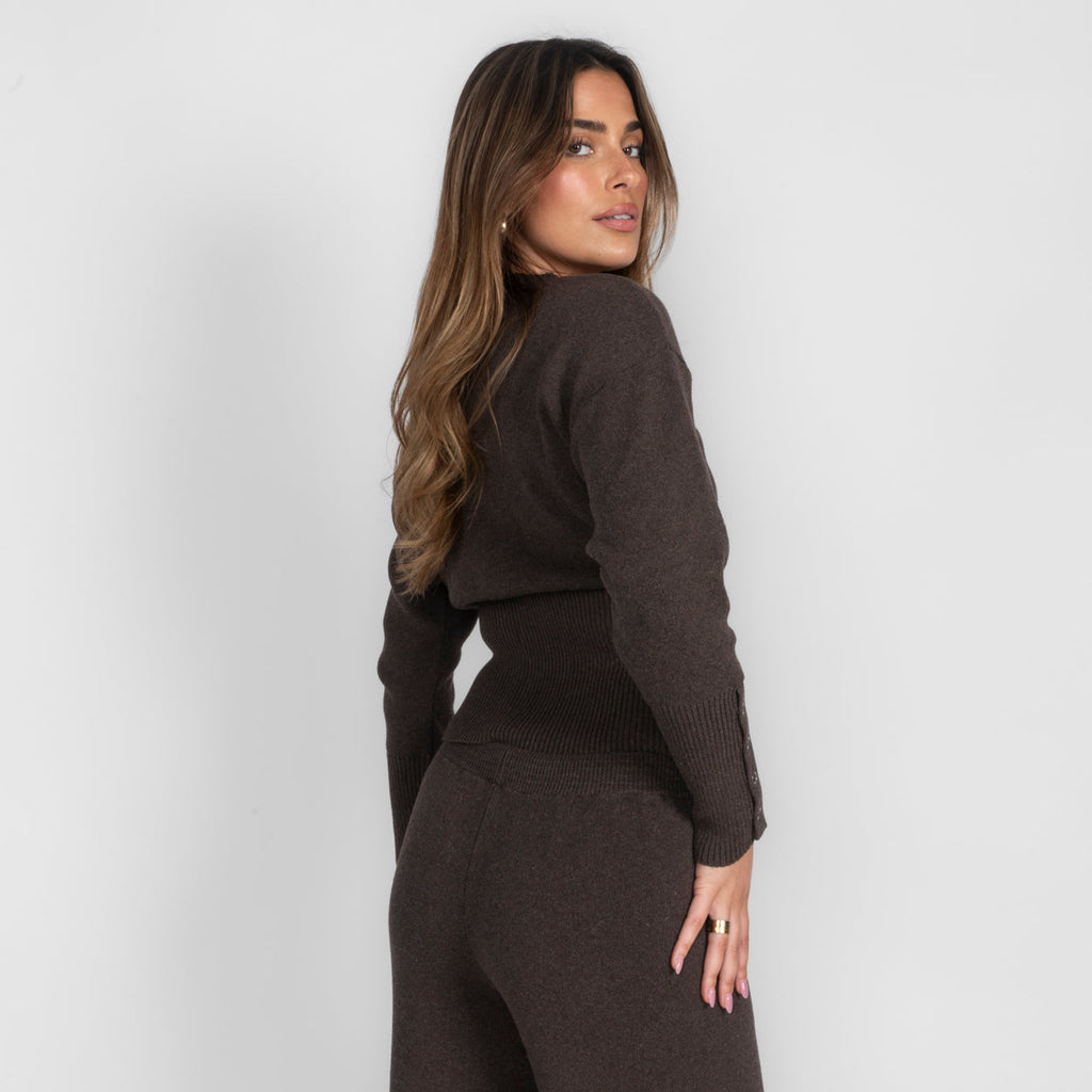 Conjunto de cárdigan de punto y pantalones Lidia