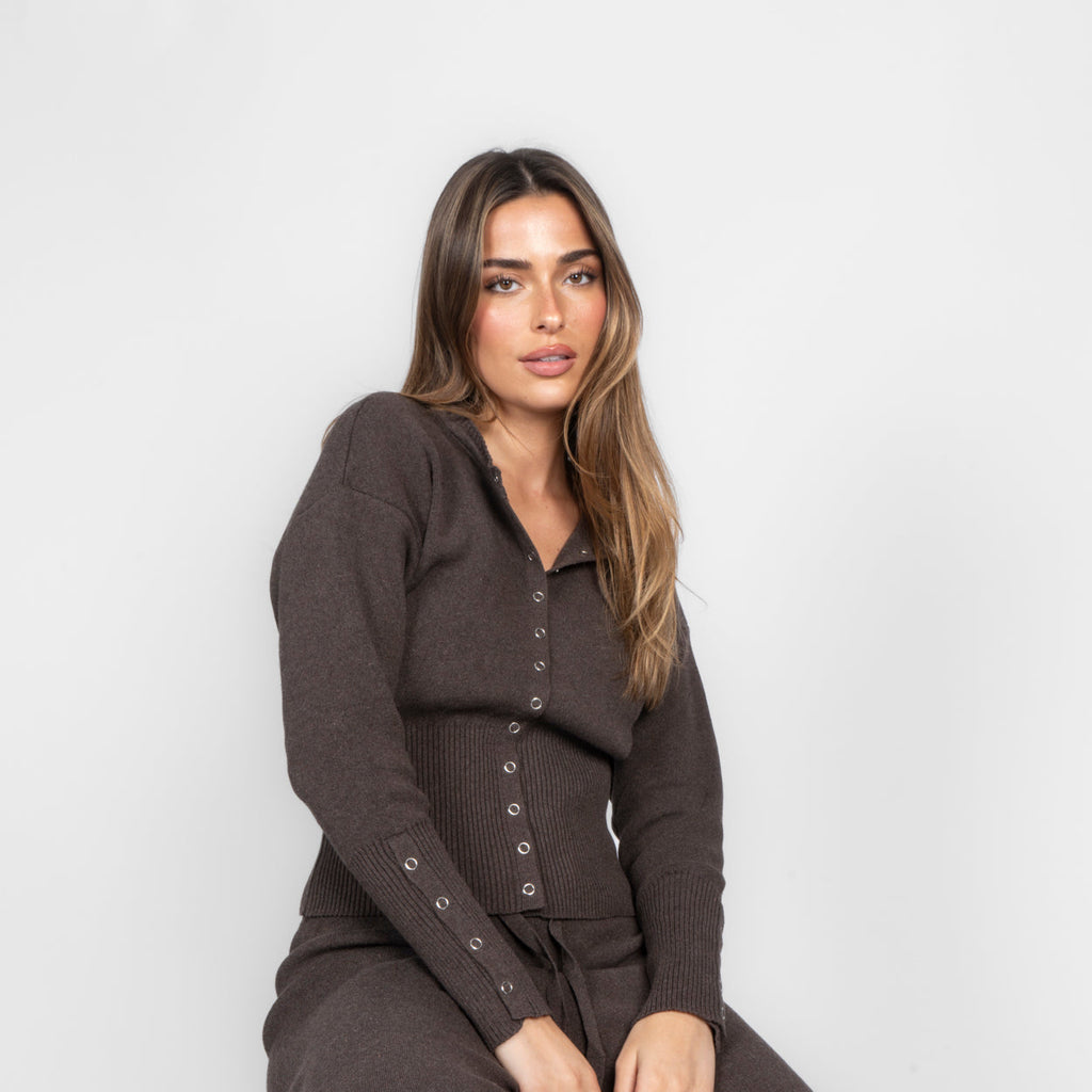 Conjunto de cárdigan de punto y pantalones Lidia
