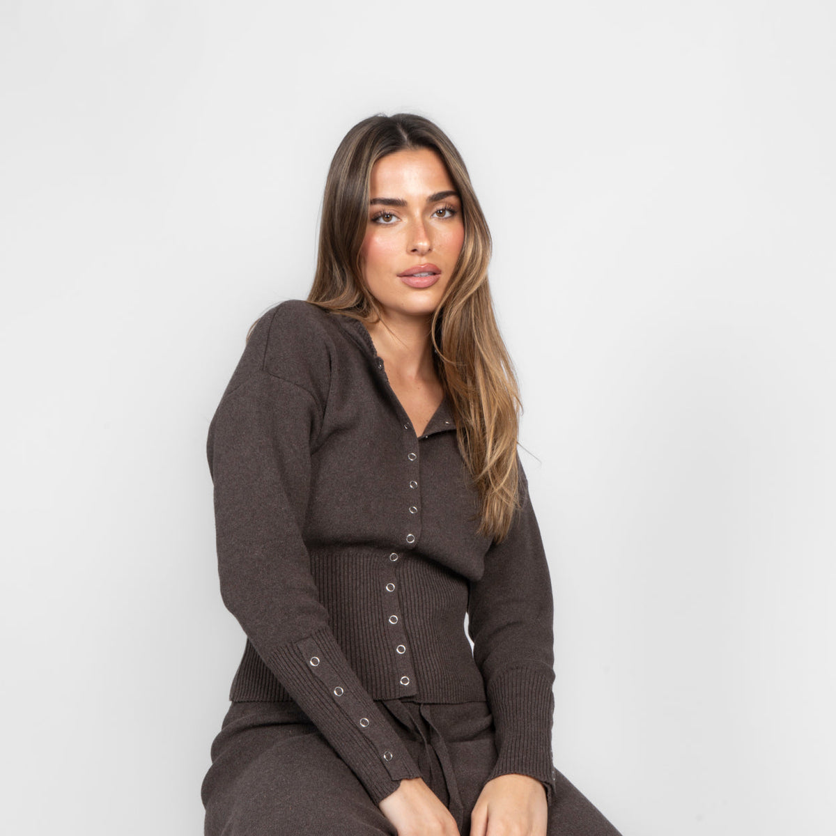 Conjunto de cárdigan de punto y pantalones Lidia