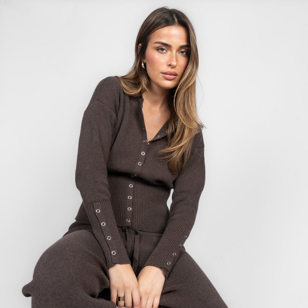 Conjunto de cárdigan de punto y pantalones Lidia