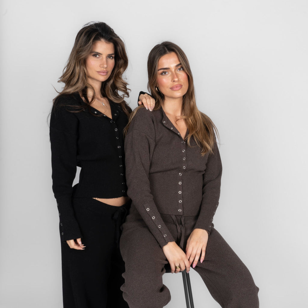 Conjunto de cárdigan de punto y pantalones Lidia