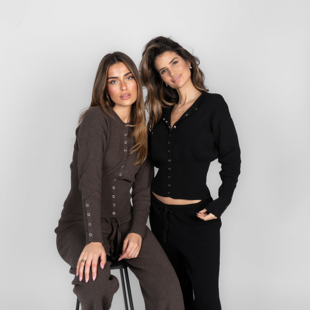 Conjunto de cárdigan de punto y pantalones Lidia