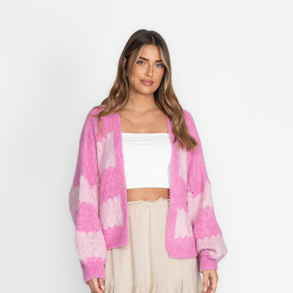 Oversized Cardigan with Wide Stripes