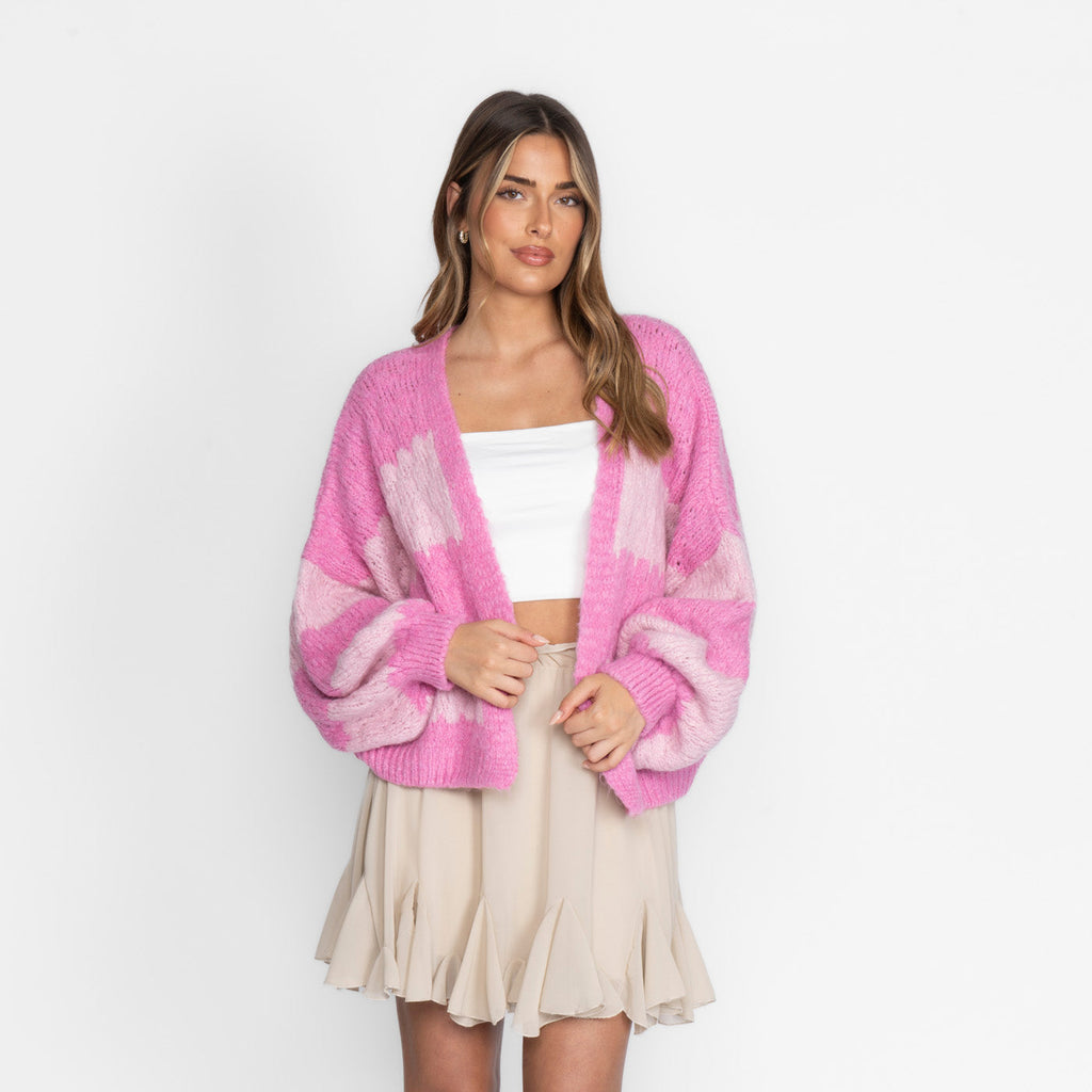 Oversized Cardigan with Wide Stripes