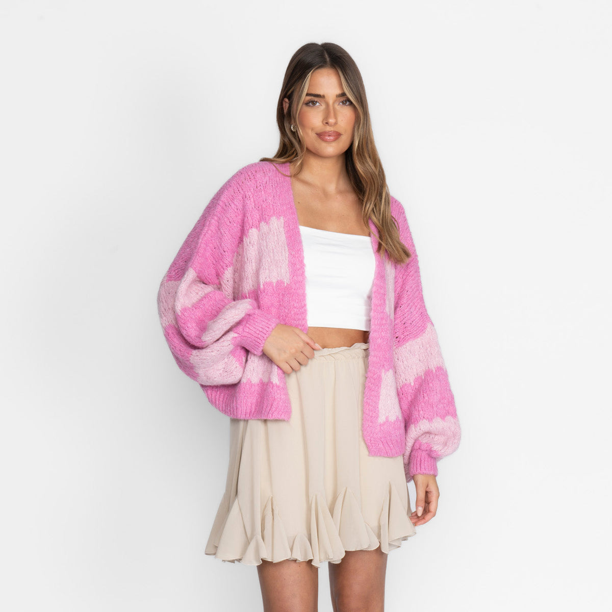 Oversized Cardigan with Wide Stripes