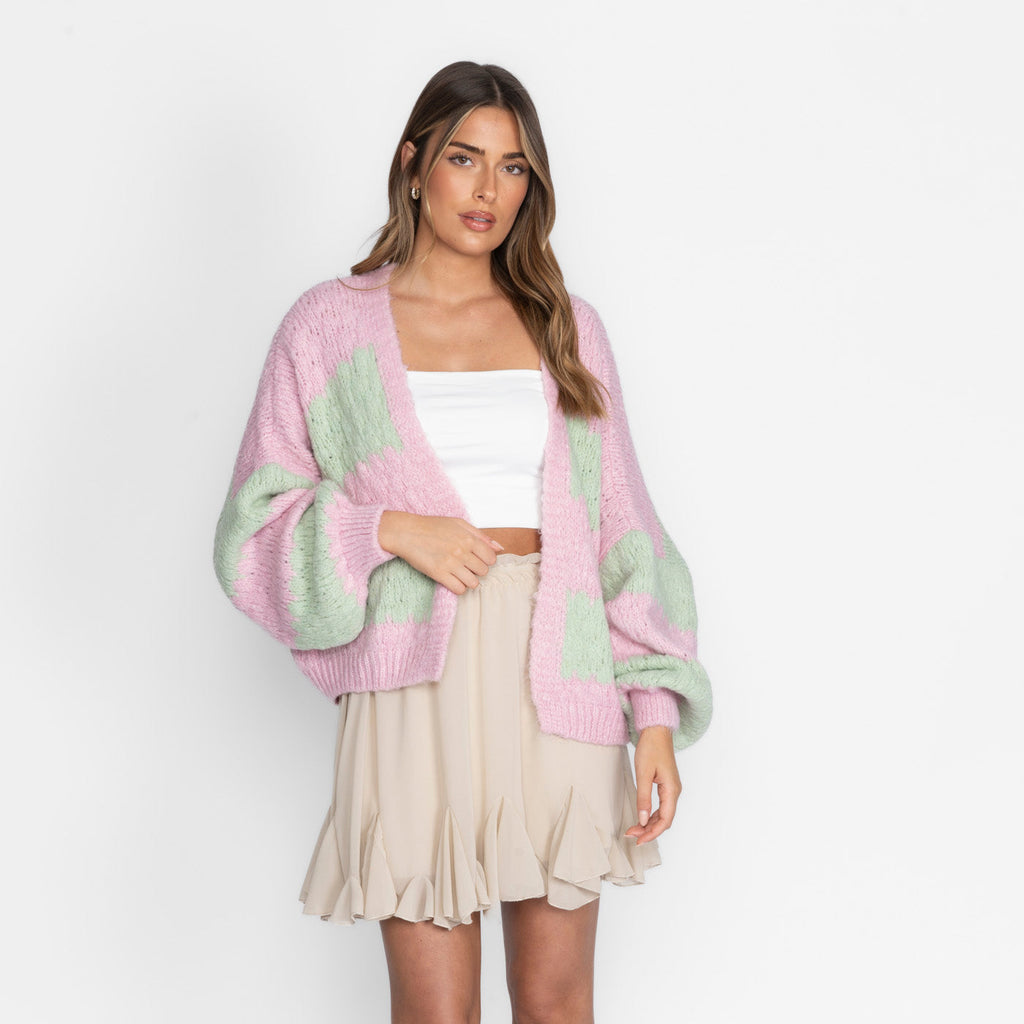 Oversized Cardigan with Wide Stripes