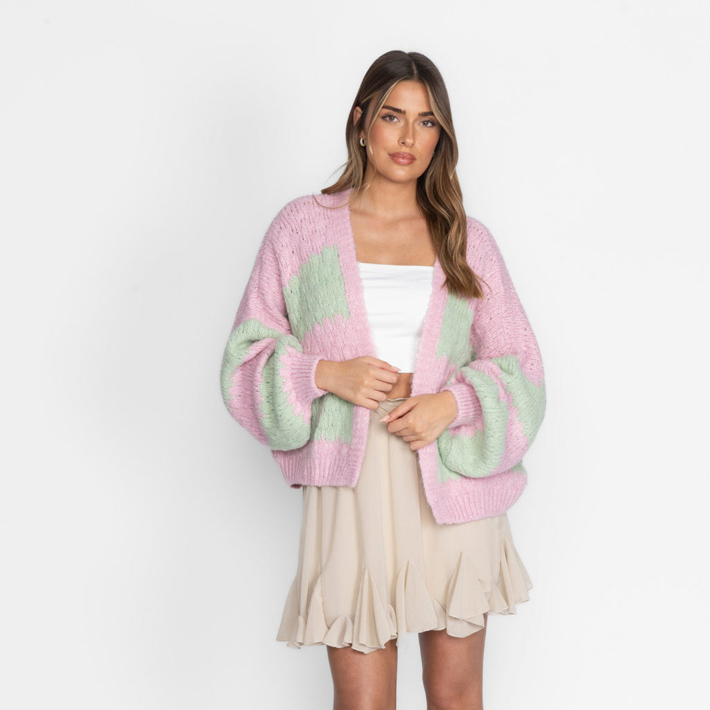 Oversized Cardigan with Wide Stripes