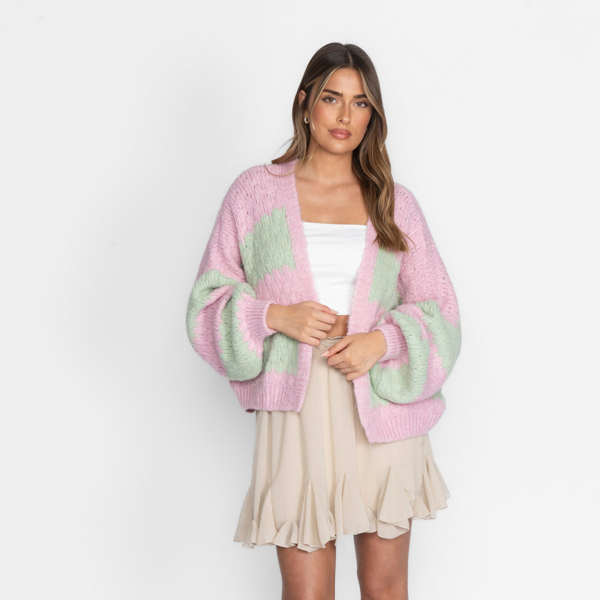 Oversized Cardigan with Wide Stripes
