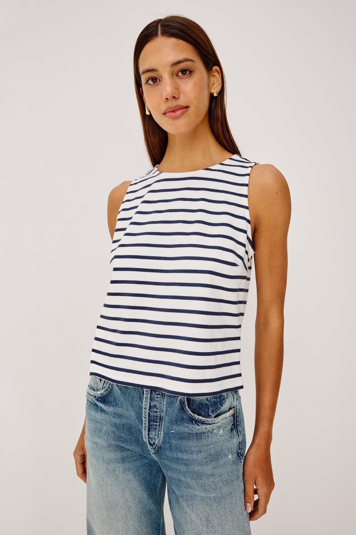 GRACE TANK - IVORY NAVY STRIPE