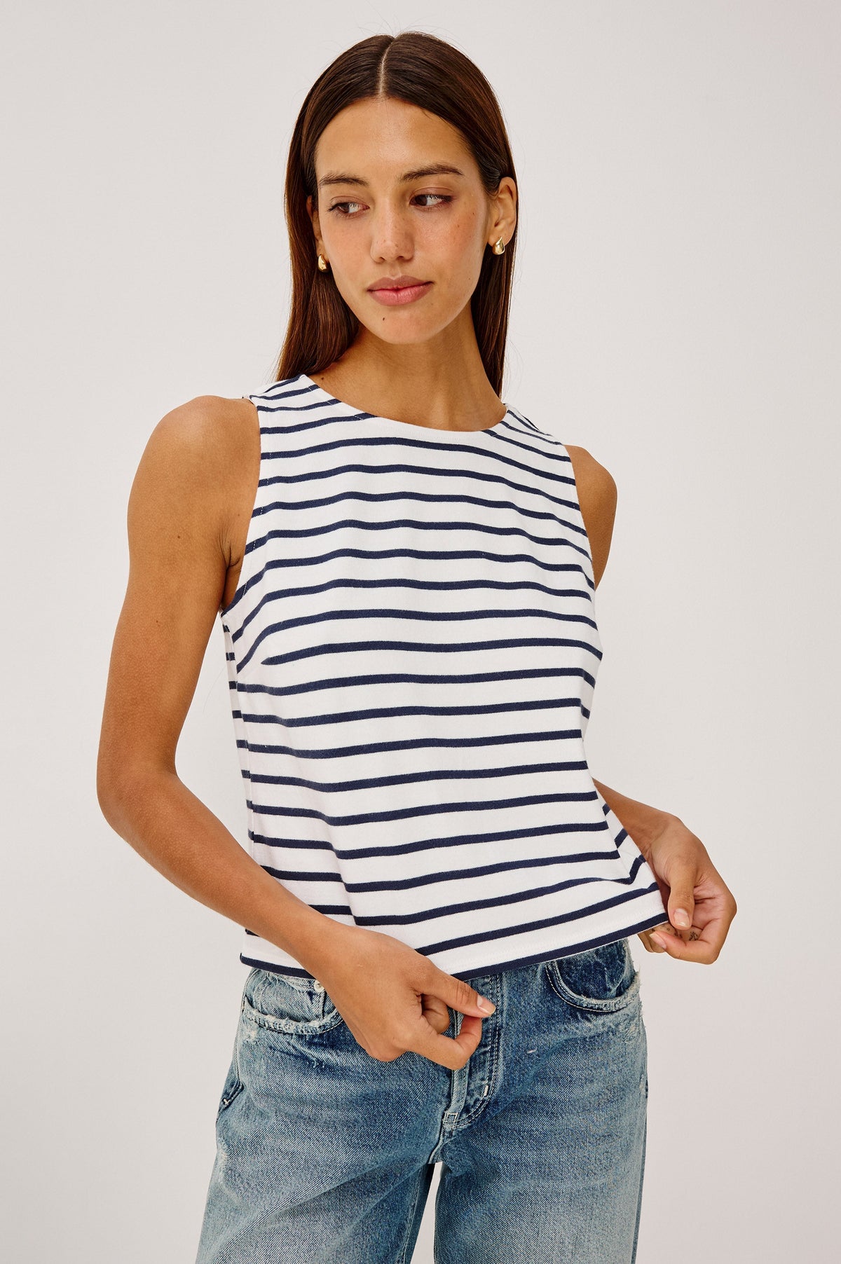 GRACE TANK - IVORY NAVY STRIPE