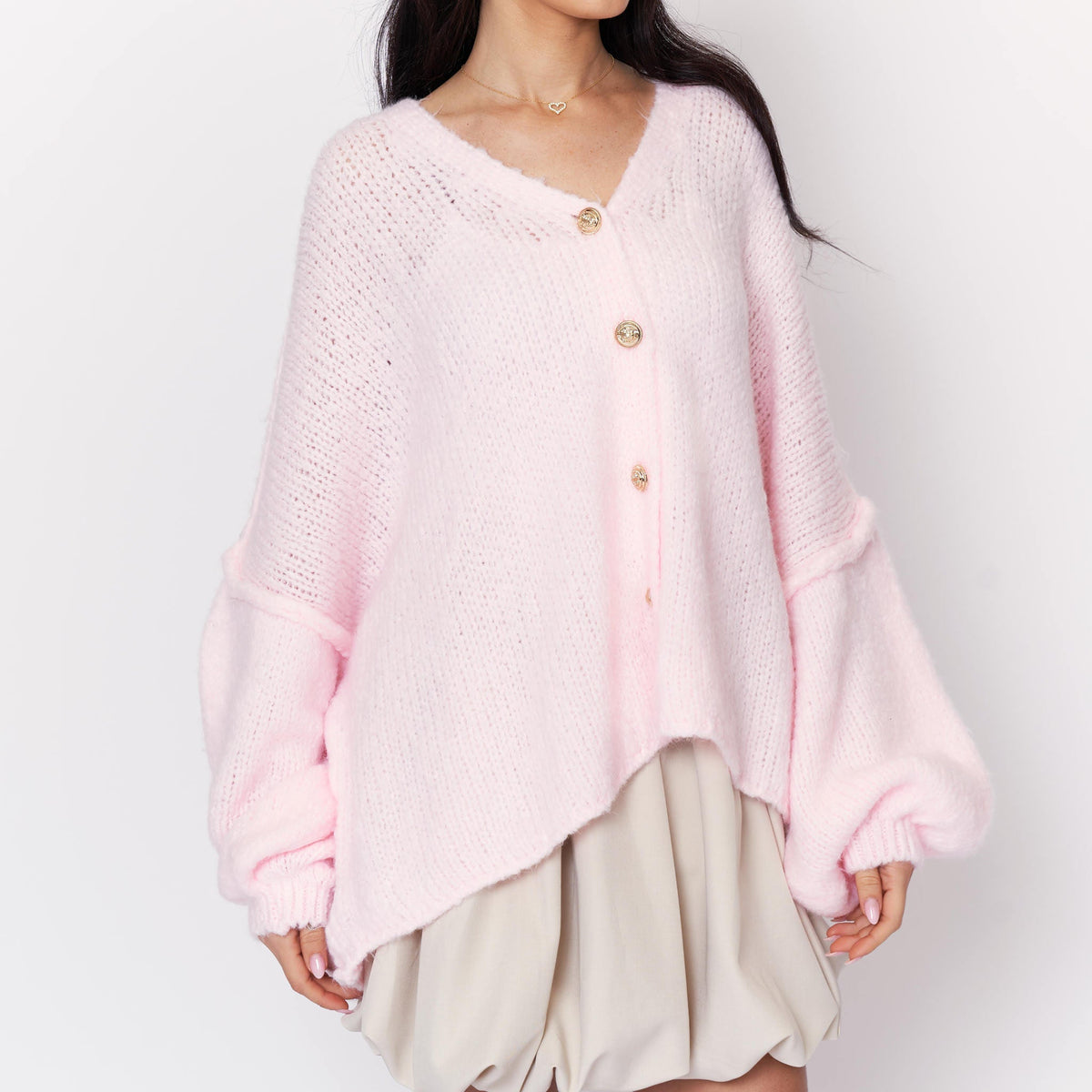 Tamara Oversized Cardigan with V-Neck and Buttons