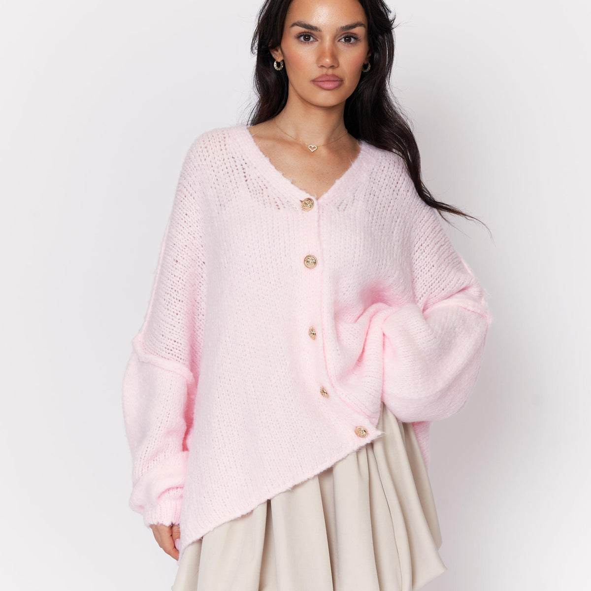 Tamara Oversized Cardigan with V-Neck and Buttons
