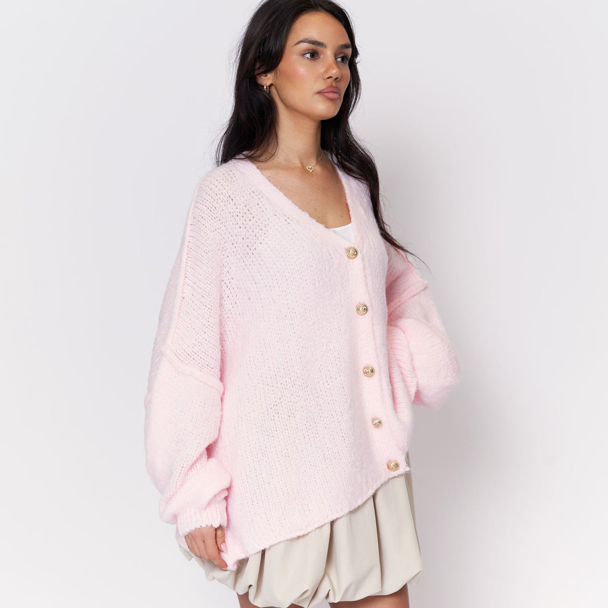 Tamara Oversized Cardigan with V-Neck and Buttons