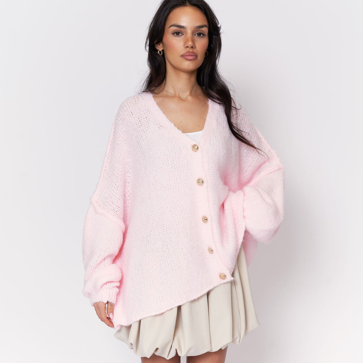 Tamara Oversized Cardigan with V-Neck and Buttons