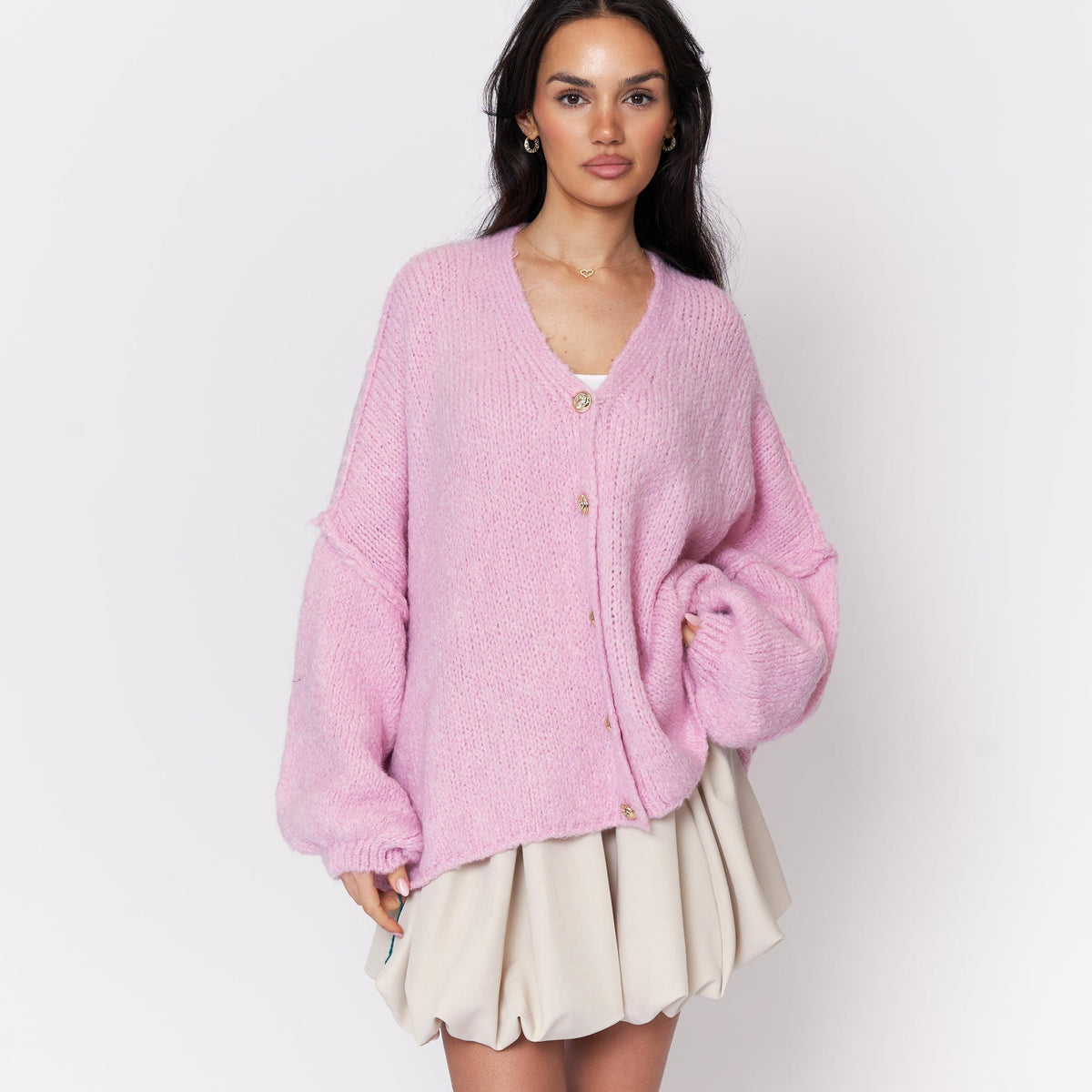 Tamara Oversized Cardigan with V-Neck and Buttons